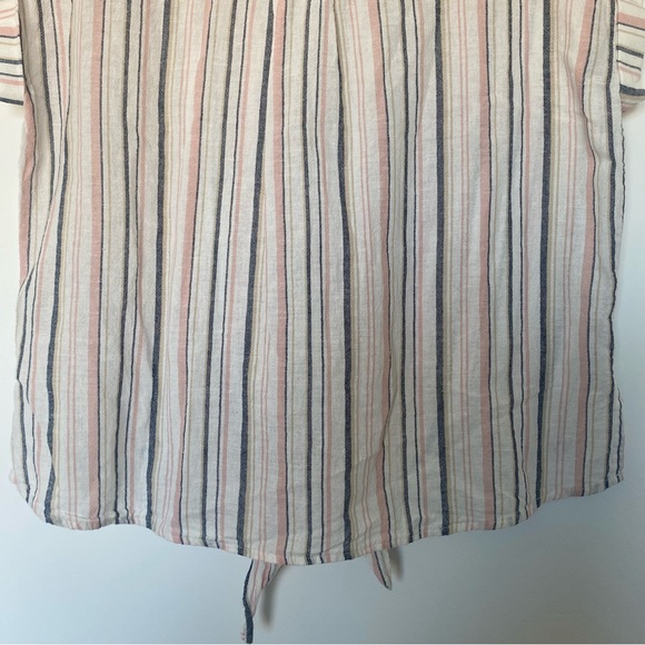 Sanctuary Borrego Linen Blend Striped Tie Front Button Down Top Size M - Picture 11 of 15